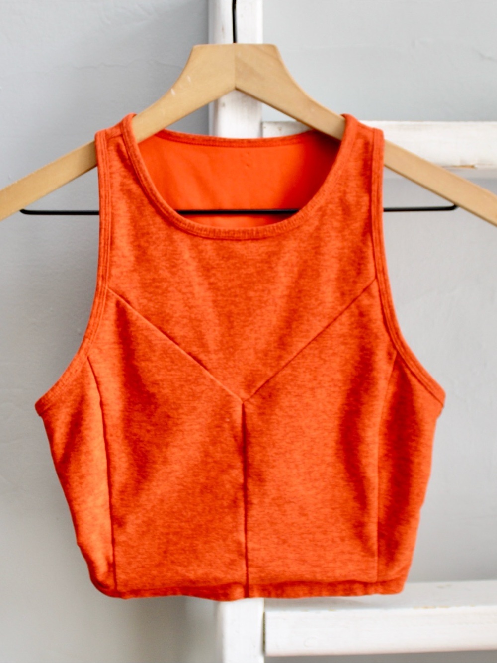 JoyLab Heathered Orange Fitted Crop Tank Top Sports Bra Size Small
